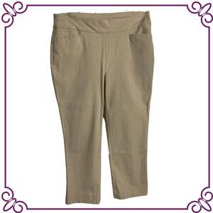 Chico's Crop Pull Up Pants Khaki Stretch Size 0.5 US SMALL